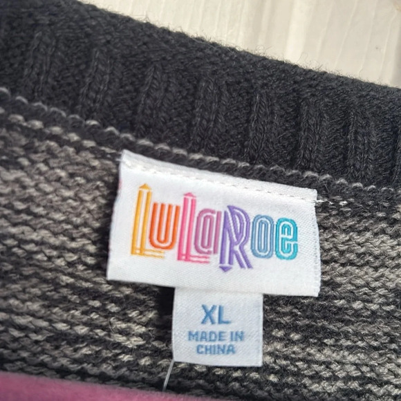 NWT Lularoe grey/black Harper long sleeve crewneck sweater size XL - Picture 3 of 5